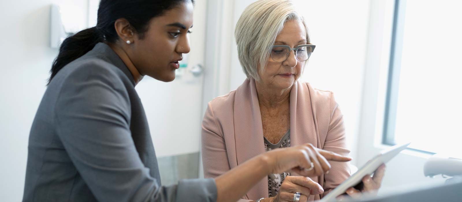 Doctor and patient reviewing image