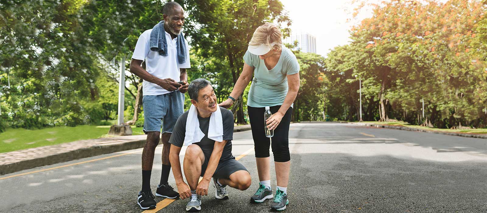 older people on a fitness walk