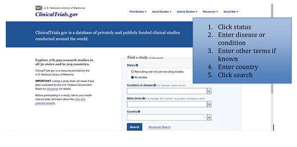 clinical trials webpage