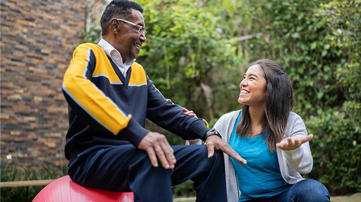 Mature Afro-American man rehab with specialist