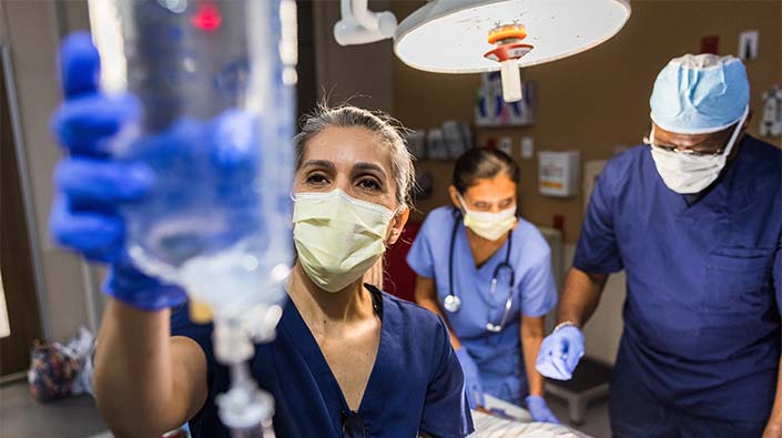 Medical team preparing medication