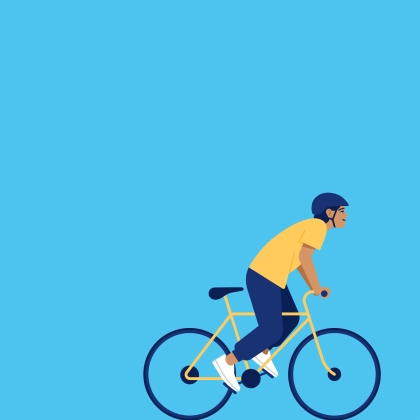 a man riding a bike