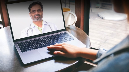 Online virtual visit with doctor.